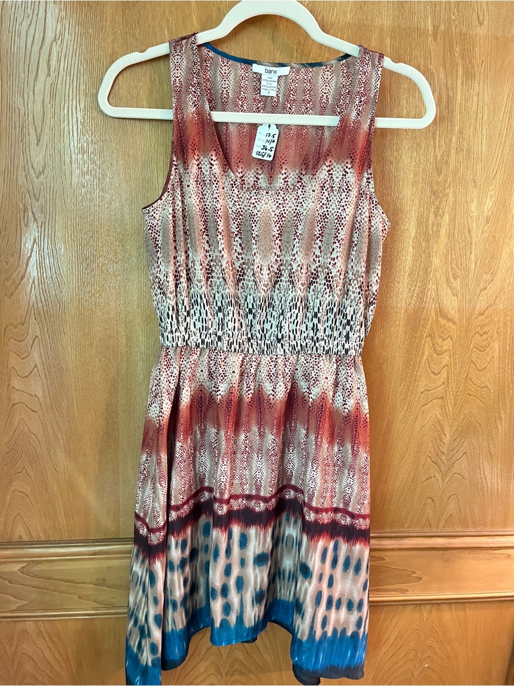 Sz S Bar III Boho Colorful Patterned Tie Dye Dress